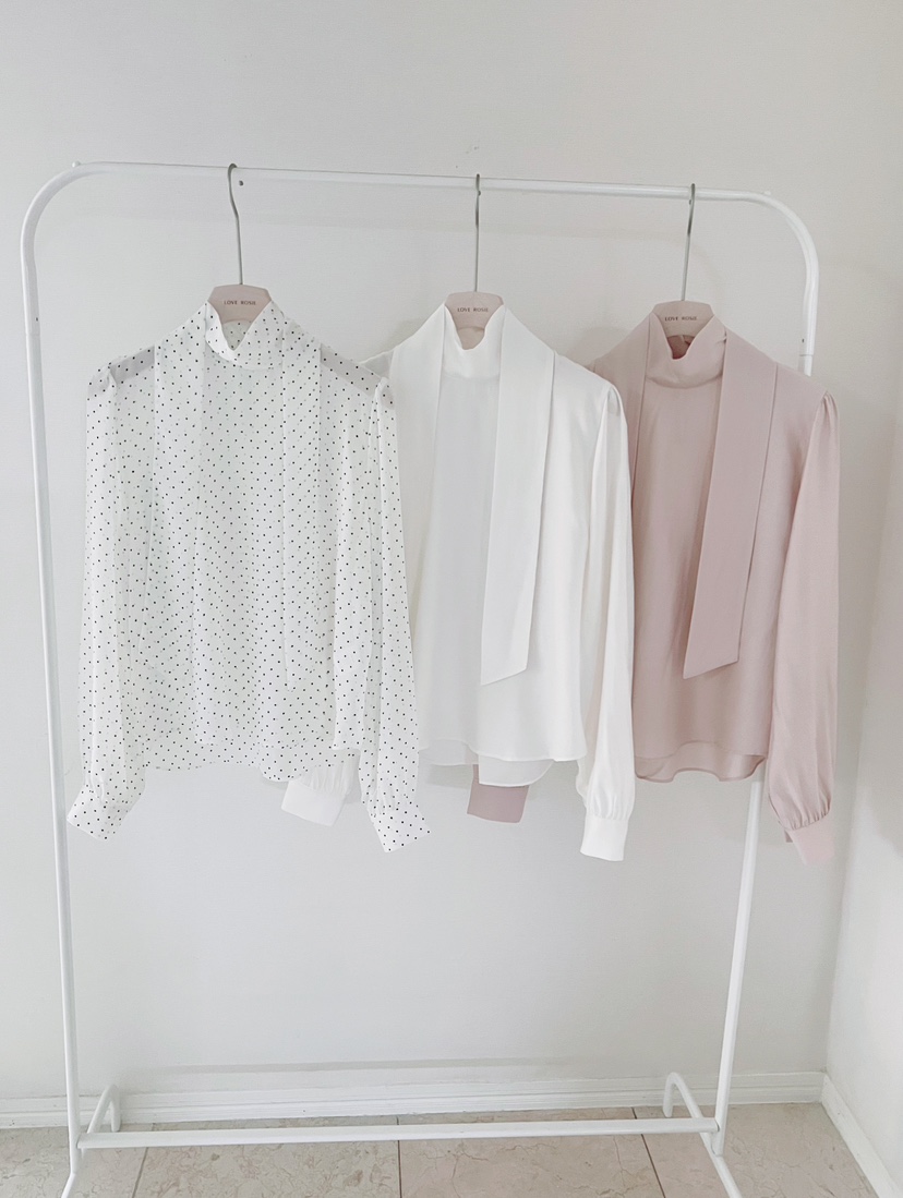 LOVE ROSIE東大門實拍女士新款推薦休閑襯衫蕾絲衫系帶高領LOVE ROSIE襯衫/蕾絲衫