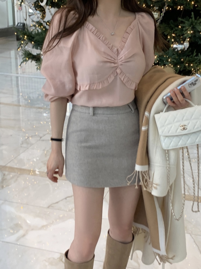 LOVE ROSIE東大門直郵女士新款真品襯衫蕾絲衫泡泡袖荷葉邊LOVE ROSIE襯衫/蕾絲衫