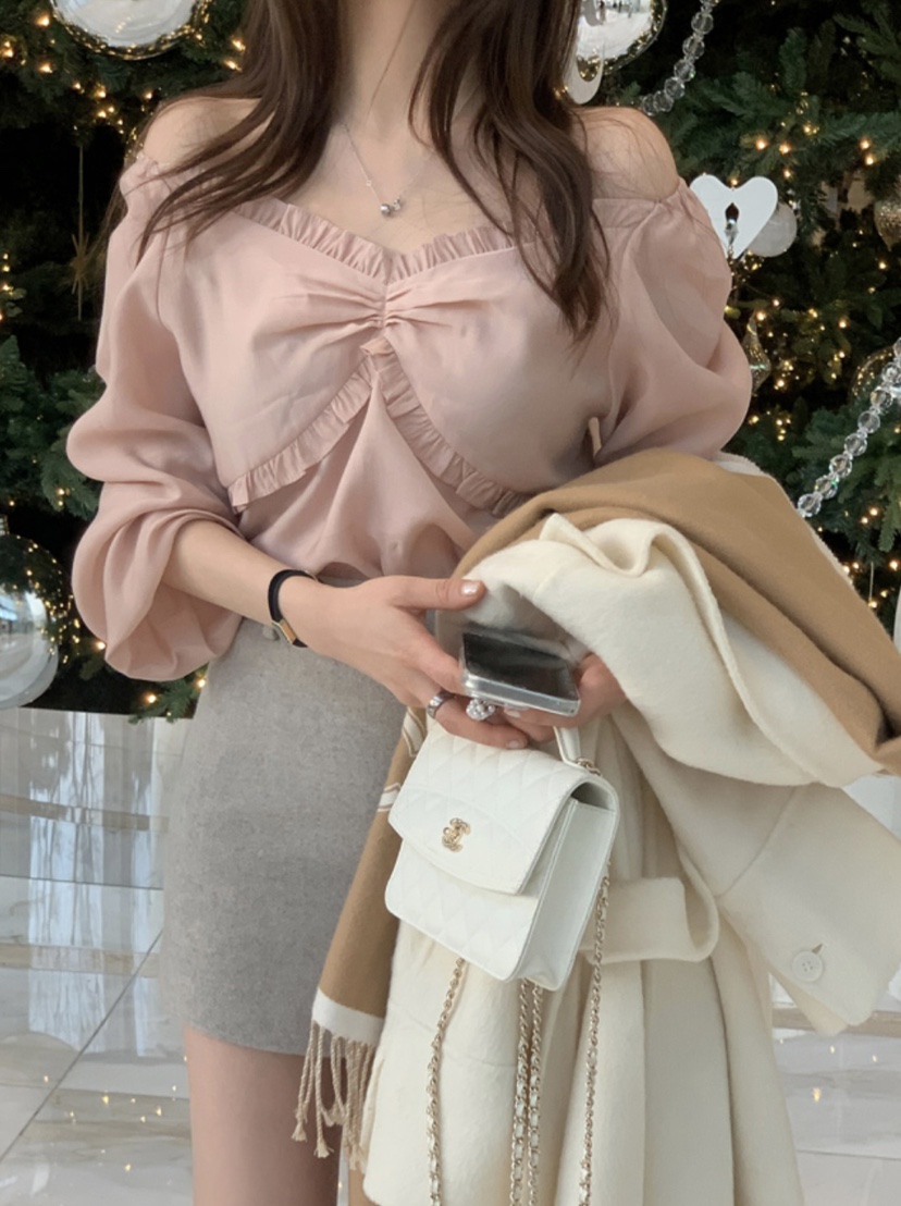 LOVE ROSIE東大門直郵女士新款真品襯衫蕾絲衫泡泡袖荷葉邊LOVE ROSIE襯衫/蕾絲衫