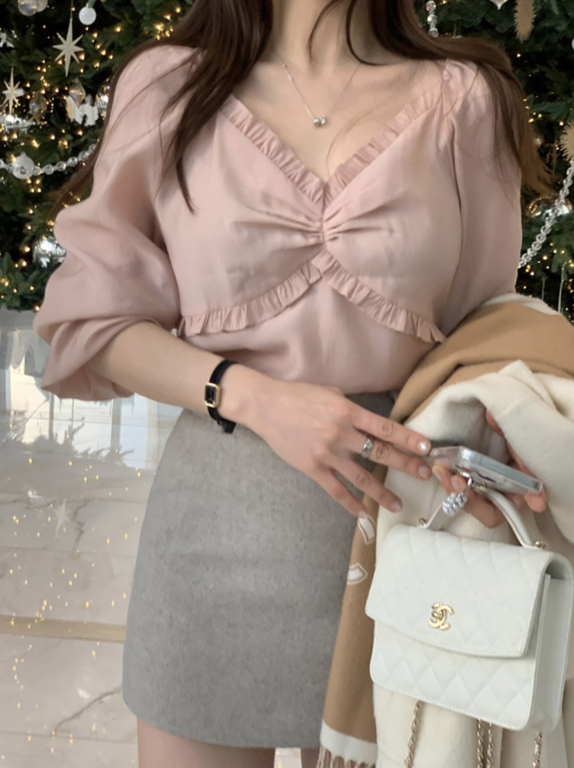 LOVE ROSIE東大門直郵女士新款真品襯衫蕾絲衫泡泡袖荷葉邊LOVE ROSIE襯衫/蕾絲衫