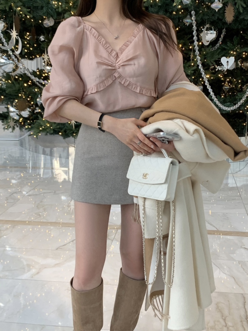 LOVE ROSIE東大門直郵女士新款真品襯衫蕾絲衫泡泡袖荷葉邊LOVE ROSIE襯衫/蕾絲衫