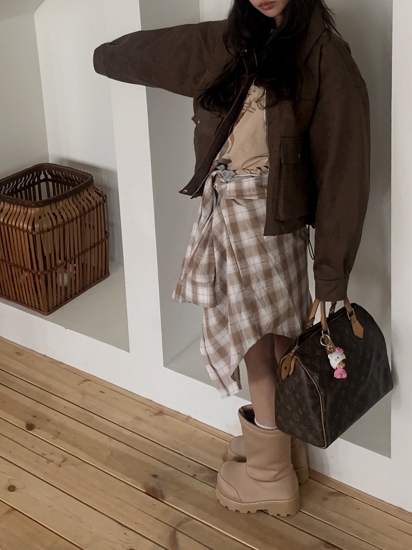 OURWAVE/OUR ROOM韓國直郵女士新品真品人氣休閑夾克麂皮Our Wave/Our Room夾克