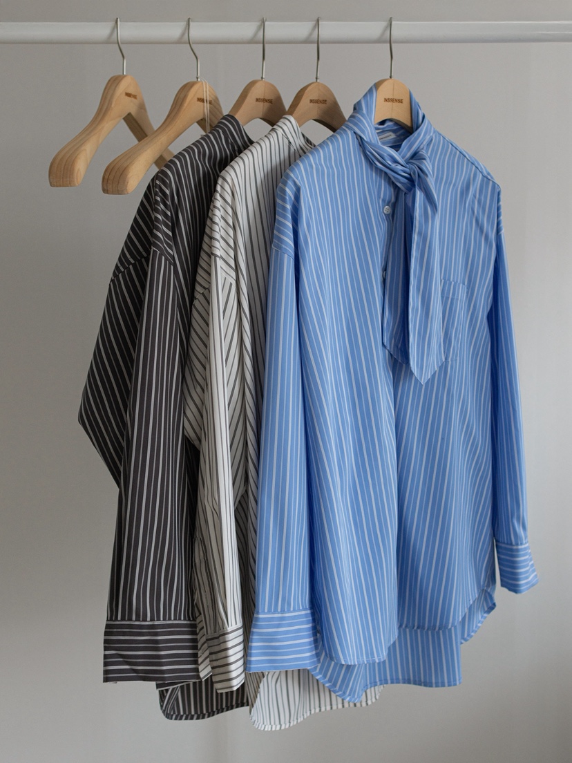 INSSENSE-A韓國代購女士新款真品推薦26春夏襯衫蕾絲衫條紋INSSENSE-A襯衫/蕾絲衫