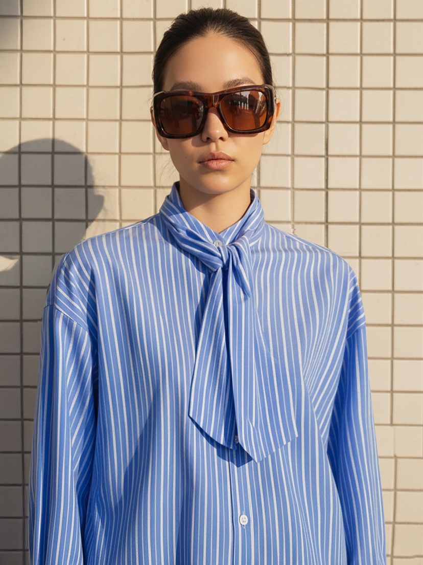 INSSENSE-A韓國代購女士新款真品推薦26春夏襯衫蕾絲衫條紋INSSENSE-A襯衫/蕾絲衫