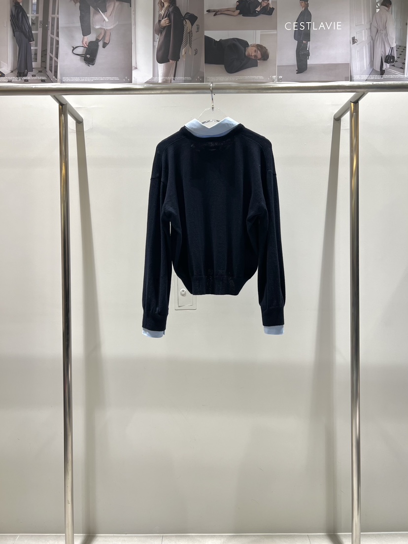 CESTLAVIE韓國直郵女士新品休閑針織衫可拆卸V領羊絨春款CESTLAVIE針織衫