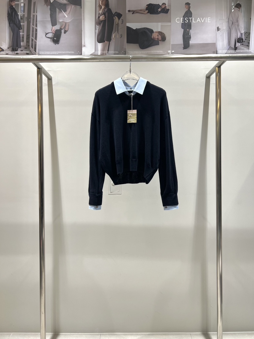 CESTLAVIE韓國直郵女士新品休閑針織衫可拆卸V領羊絨春款CESTLAVIE針織衫圖色3