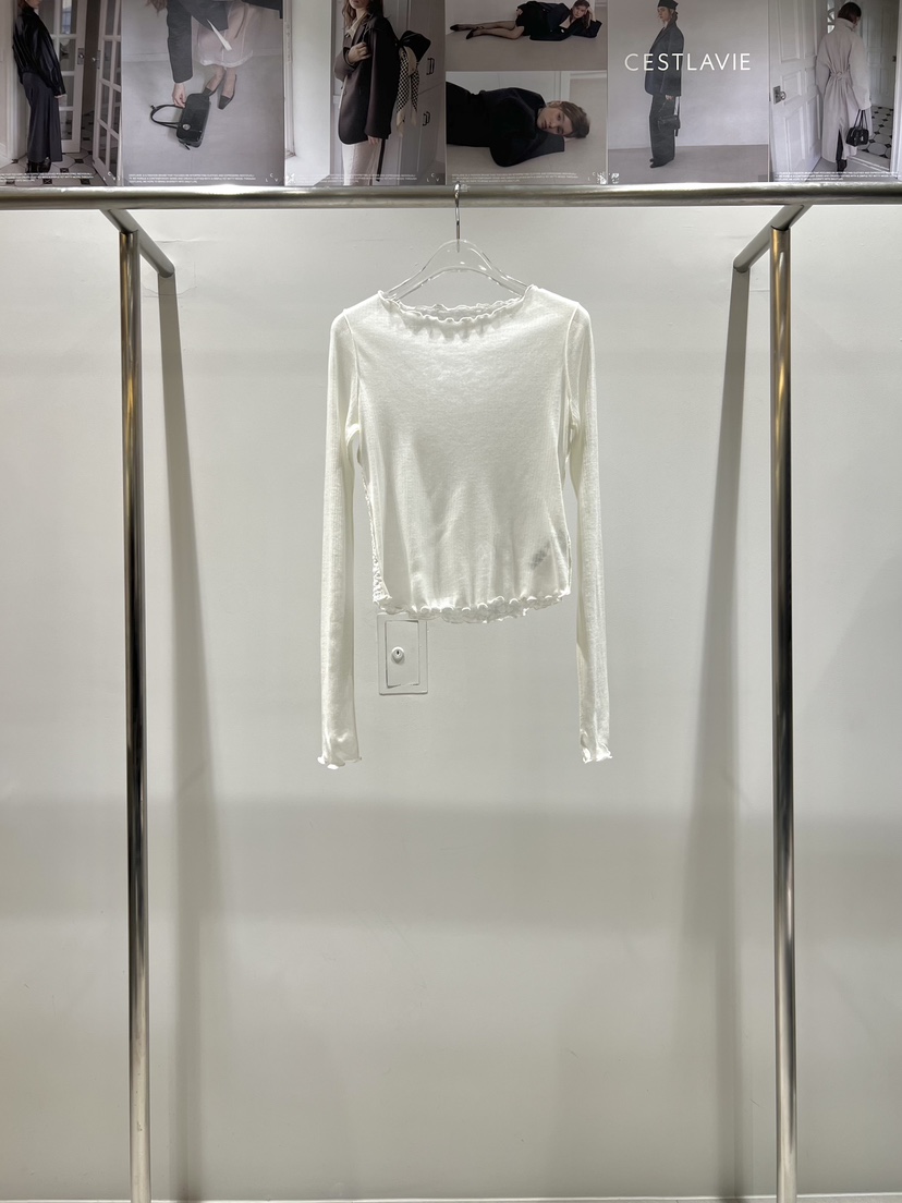 CESTLAVIE東大門直郵女士新品熱賣長袖T恤天絲羊毛春款蕾絲CESTLAVIE長袖T恤圖色3