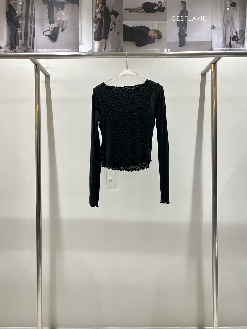 CESTLAVIE東大門直郵女士新品熱賣長袖T恤天絲羊毛春款蕾絲CESTLAVIE長袖T恤圖色4