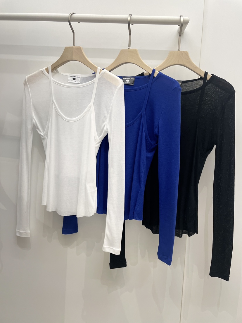 NYLON東大門實拍女士新品休閑人氣推薦長袖T恤假兩件春款NYLON長袖T恤