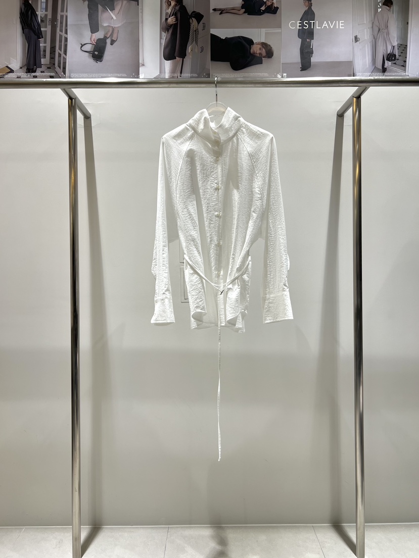 CESTLAVIE東大門代購女裝新款26春夏襯衫蕾絲衫含腰帶系帶春款CESTLAVIE襯衫/蕾絲衫圖色1