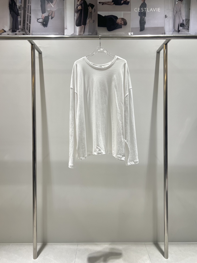 CESTLAVIE韓國直郵女士新款26春夏人氣長袖T恤春款棉質寬松CESTLAVIE長袖T恤圖色1