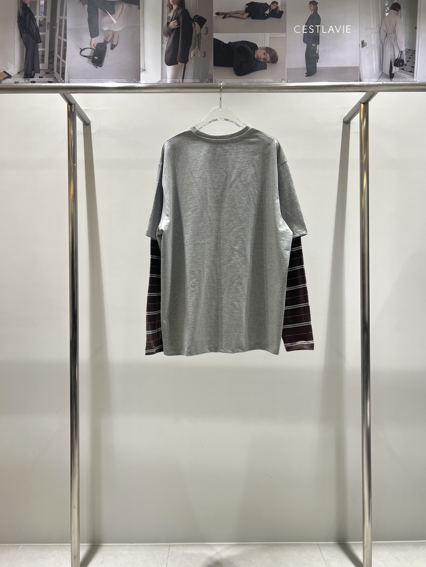 CESTLAVIE韓國直郵女裝新品真品人氣長袖T恤假兩件春款棉布CESTLAVIE長袖T恤