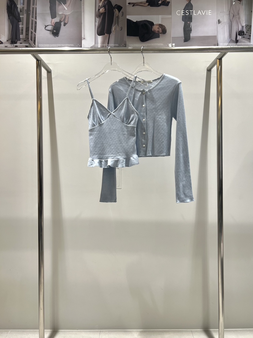 CESTLAVIE東大門代購女裝新品休閑套裝荷葉邊春款套裝開衫豬皮CESTLAVIE套裝