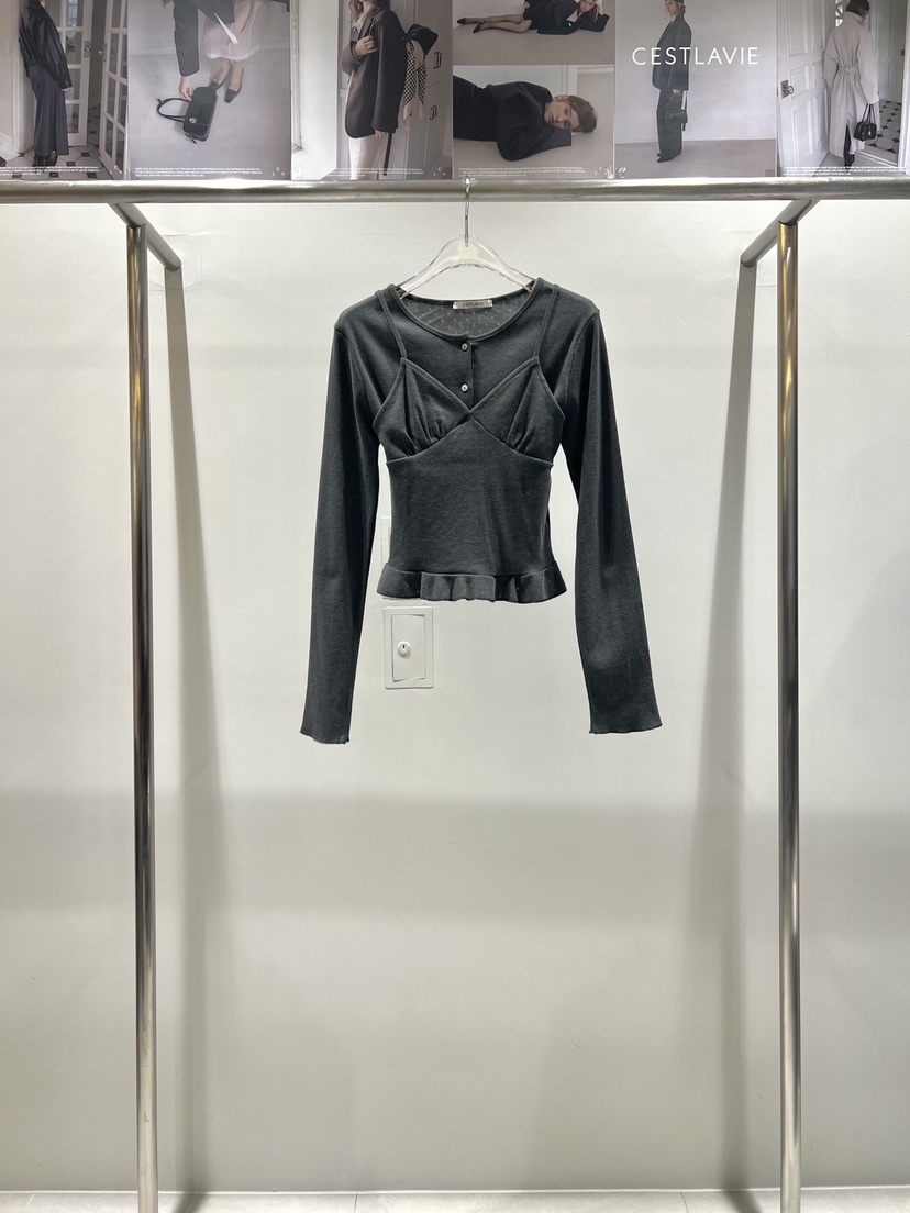 CESTLAVIE東大門代購女裝新品休閑套裝荷葉邊春款套裝開衫豬皮CESTLAVIE套裝圖色3