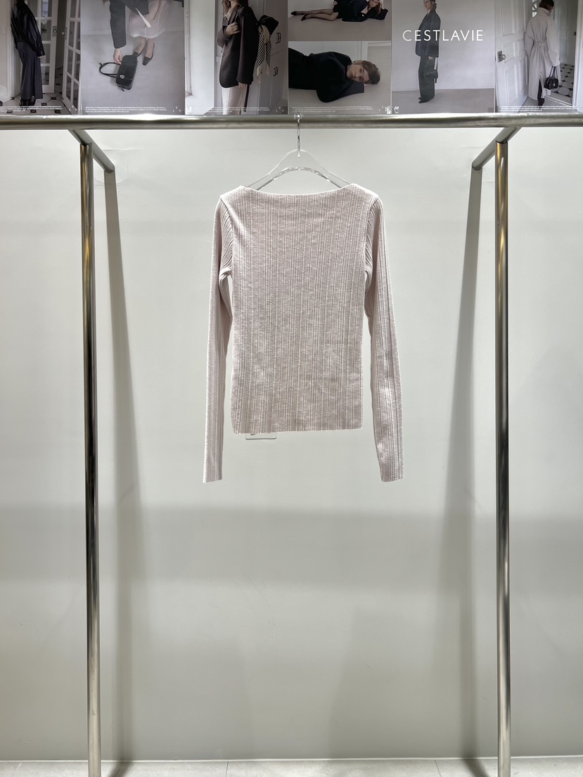 CESTLAVIE東大門實拍女裝新款休閑熱賣長袖T恤羊毛春款船領CESTLAVIE長袖T恤