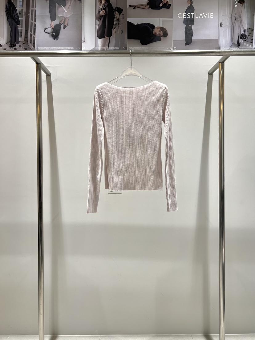 CESTLAVIE東大門實拍女裝新款休閑熱賣長袖T恤羊毛春款船領CESTLAVIE長袖T恤圖色1