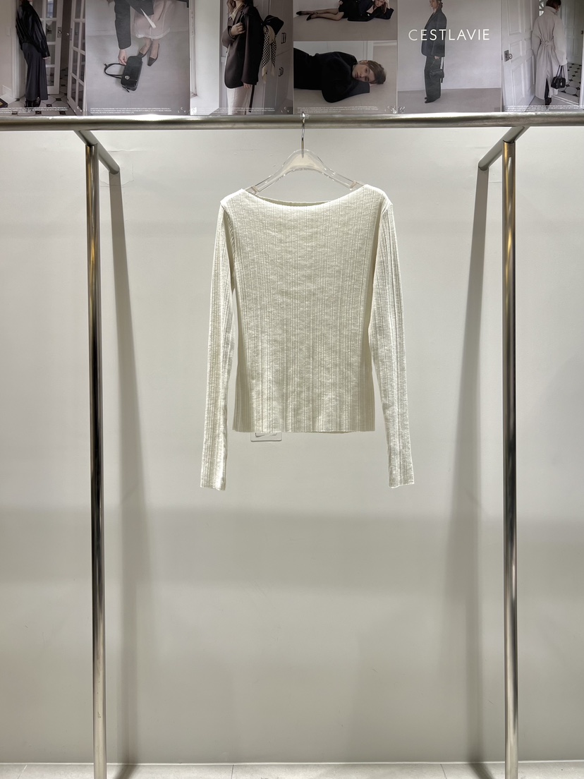 CESTLAVIE東大門實拍女裝新款休閑熱賣長袖T恤羊毛春款船領CESTLAVIE長袖T恤圖色2