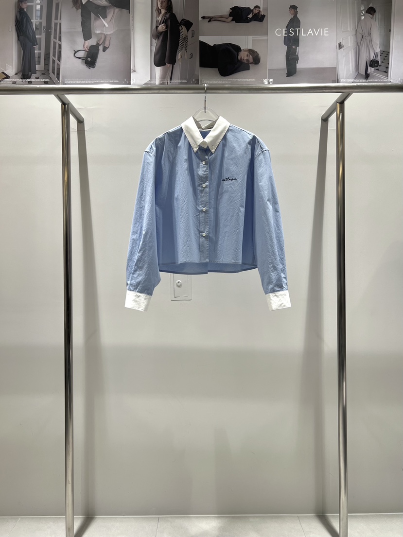 CESTLAVIE東大門直郵女士新款26春夏真品襯衫蕾絲衫春款短款CESTLAVIE襯衫/蕾絲衫圖色1