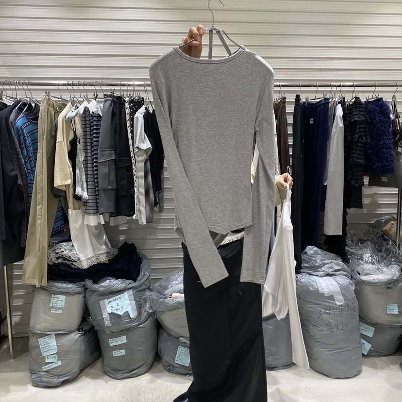 BRICKLANE東大門實拍女裝新款職業長袖T恤假兩件春款褶皺BRICKLANE長袖T恤