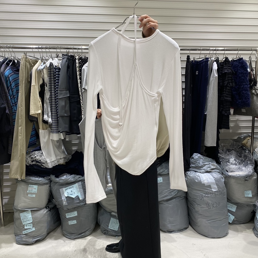 BRICKLANE東大門實拍女裝新款職業長袖T恤假兩件春款褶皺BRICKLANE長袖T恤圖色3