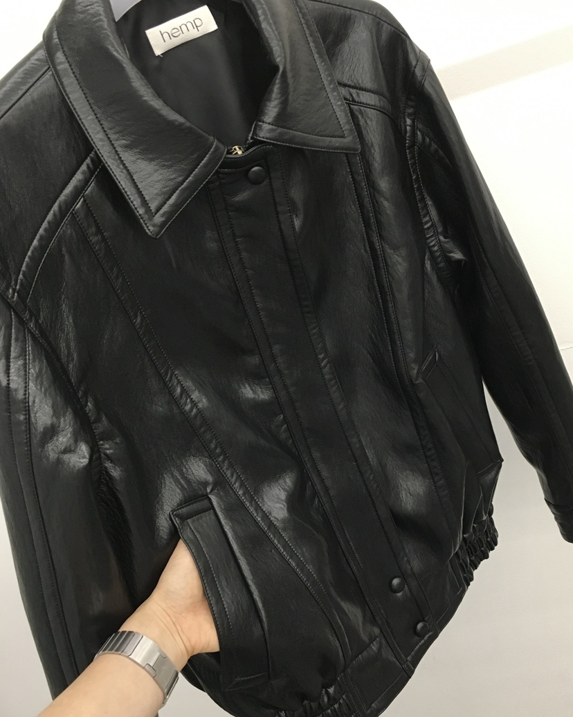 HEMP-P韓國代購女裝新品時尚熱賣休閑推薦人氣26春夏皮衣春款hemp皮衣