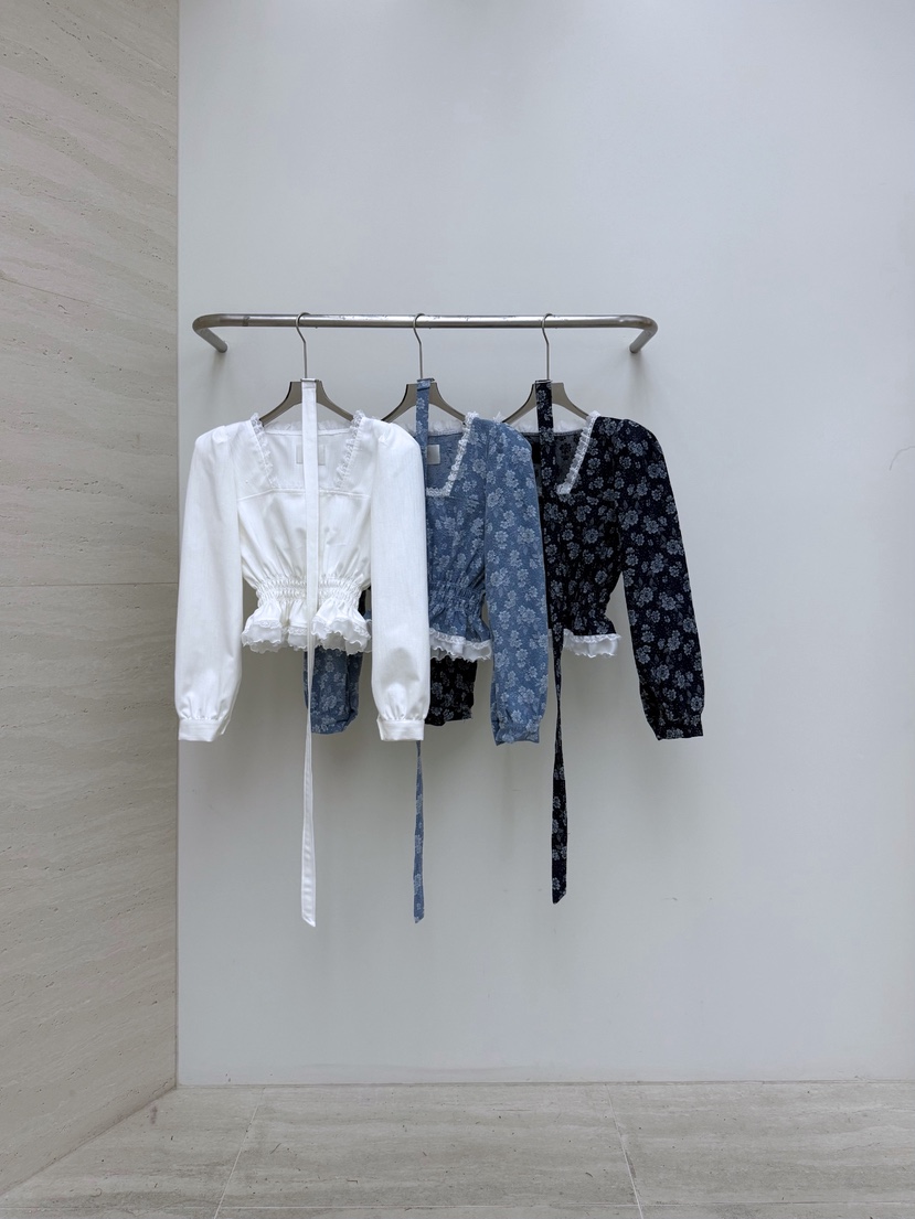 AB韓國代購女裝新款時尚推薦休閑人氣熱賣襯衫蕾絲衫含腰帶AB襯衫/蕾絲衫