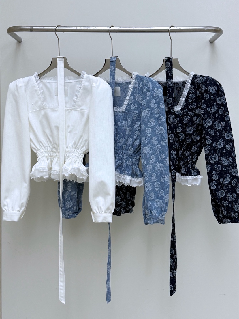 AB韓國代購女裝新款時尚推薦休閑人氣熱賣襯衫蕾絲衫含腰帶AB襯衫/蕾絲衫