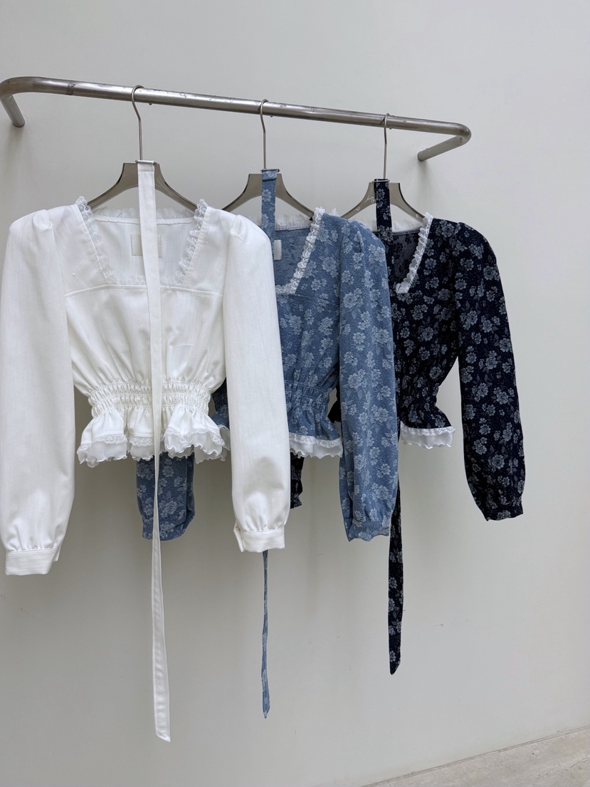 AB韓國代購女裝新款時尚推薦休閑人氣熱賣襯衫蕾絲衫含腰帶AB襯衫/蕾絲衫