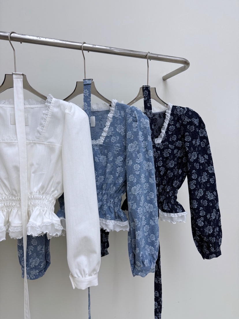 AB韓國代購女裝新款時尚推薦休閑人氣熱賣襯衫蕾絲衫含腰帶AB襯衫/蕾絲衫