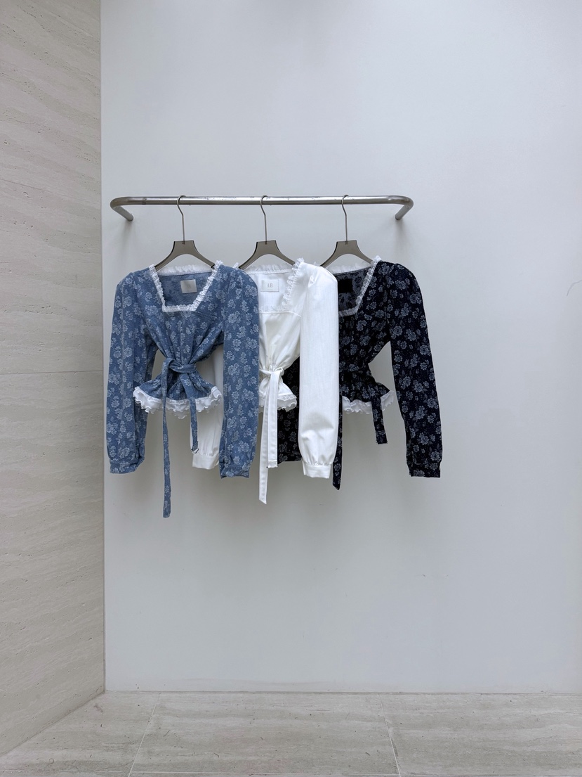 AB東大門直郵女士新款熱賣26春夏休閑推薦襯衫蕾絲衫含腰帶AB襯衫/蕾絲衫