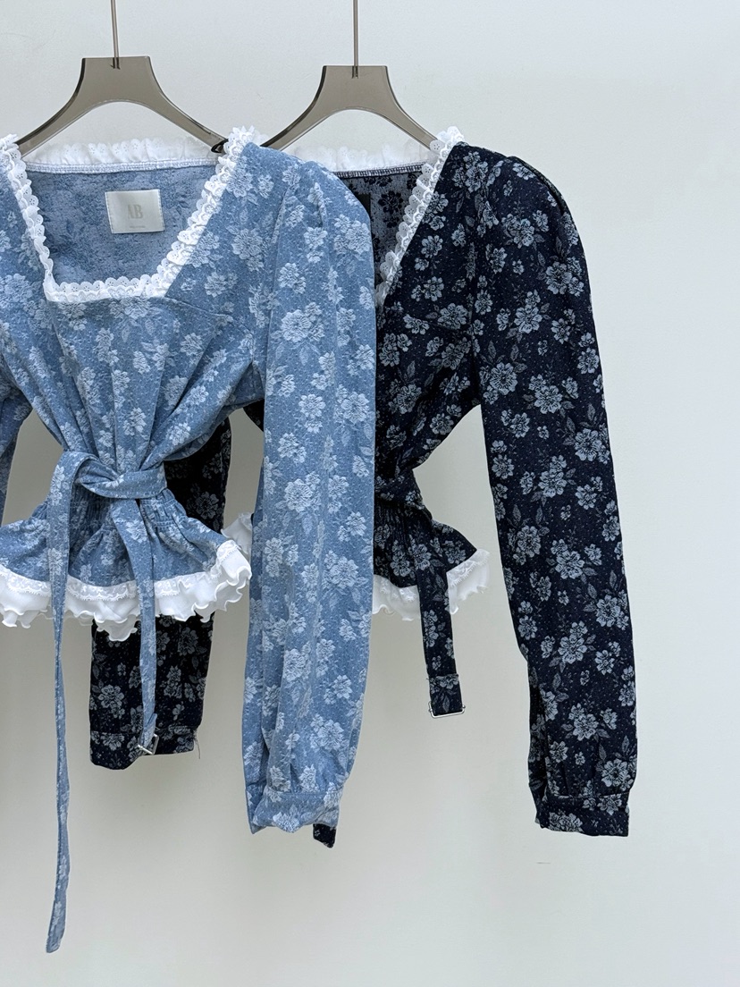 AB東大門直郵女士新款熱賣26春夏休閑推薦襯衫蕾絲衫含腰帶AB襯衫/蕾絲衫