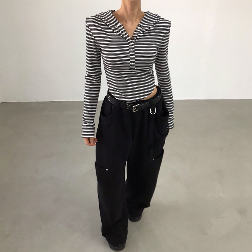 2TWO MOON東大門代購女裝新款時尚26春夏人氣長袖T恤連帽衫2TWO MOON長袖T恤