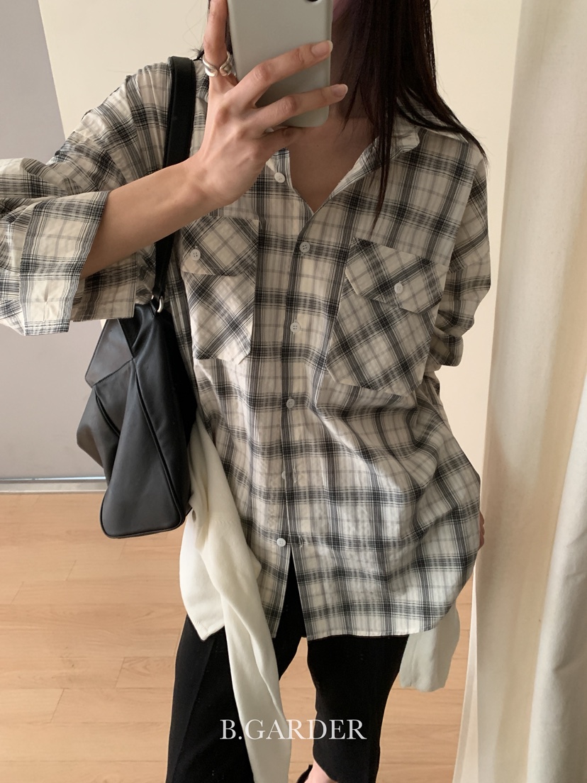 B_GARDER東大門直郵女士新款休閑26春夏襯衫蕾絲衫口袋春款B.GARDER襯衫/蕾絲衫