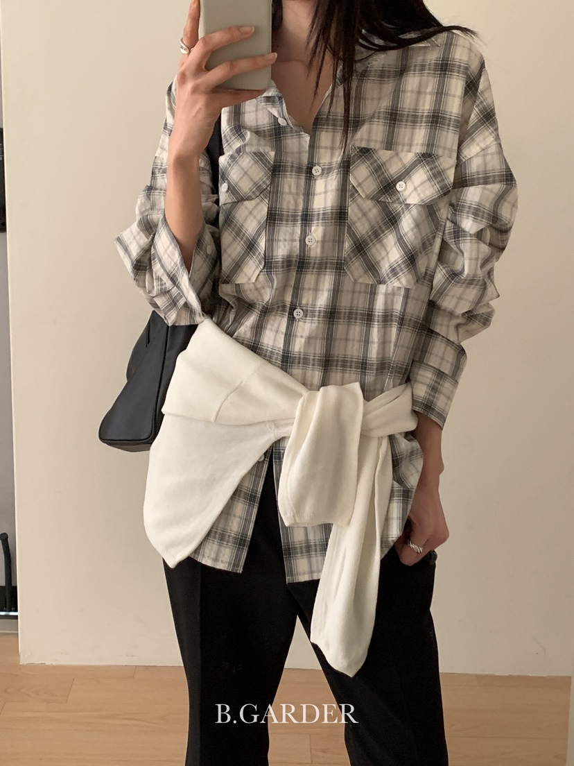 B_GARDER東大門直郵女士新款休閑26春夏襯衫蕾絲衫口袋春款B.GARDER襯衫/蕾絲衫