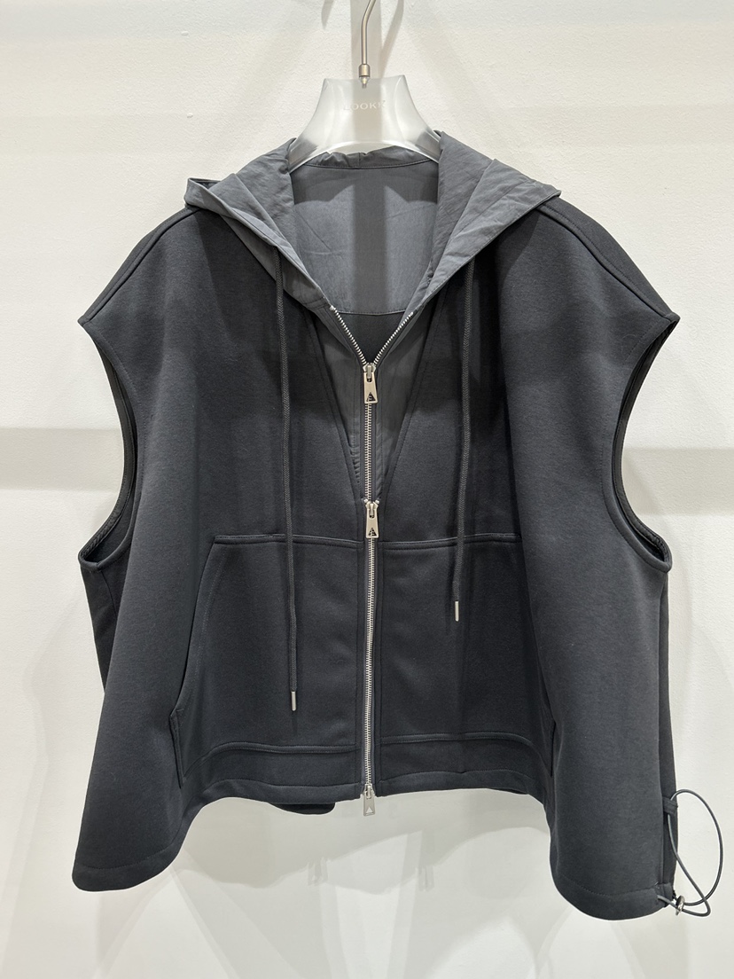 LOOKK/MIMME東大門直郵女士新款休閑馬甲雙排扣春款棉質連帽LOOKK/MIMME馬甲圖色2