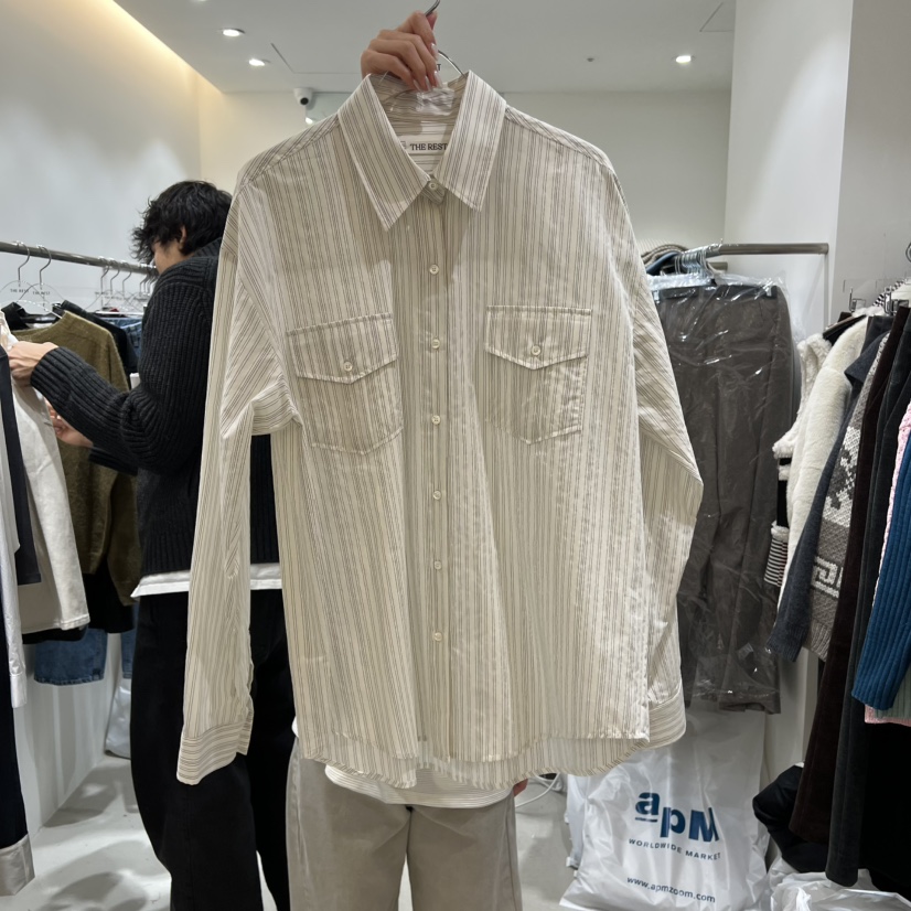 THE REST韓國代購女士新款時尚真品人氣襯衫蕾絲衫口袋透明THE REST/UNNOEUD襯衫/蕾絲衫圖色1