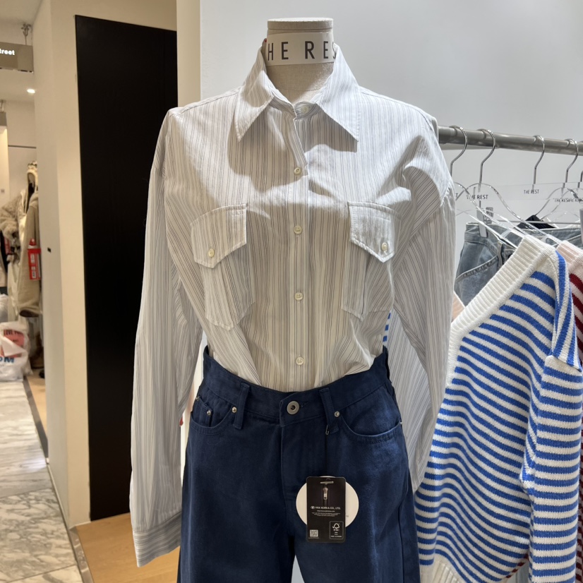 THE REST韓國代購女士新款時尚真品人氣襯衫蕾絲衫口袋透明THE REST/UNNOEUD襯衫/蕾絲衫圖色2