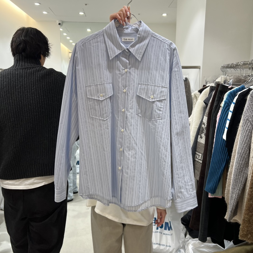 THE REST韓國代購女士新款時尚真品人氣襯衫蕾絲衫口袋透明THE REST/UNNOEUD襯衫/蕾絲衫圖色3