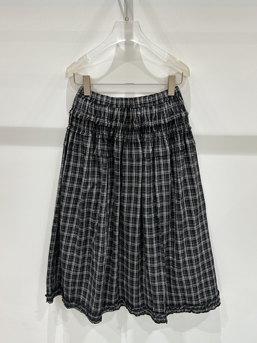 LOOKK/MIMME韓國代購女裝新款人氣長裙荷葉邊春款格紋長款LOOKK/MIMME長裙