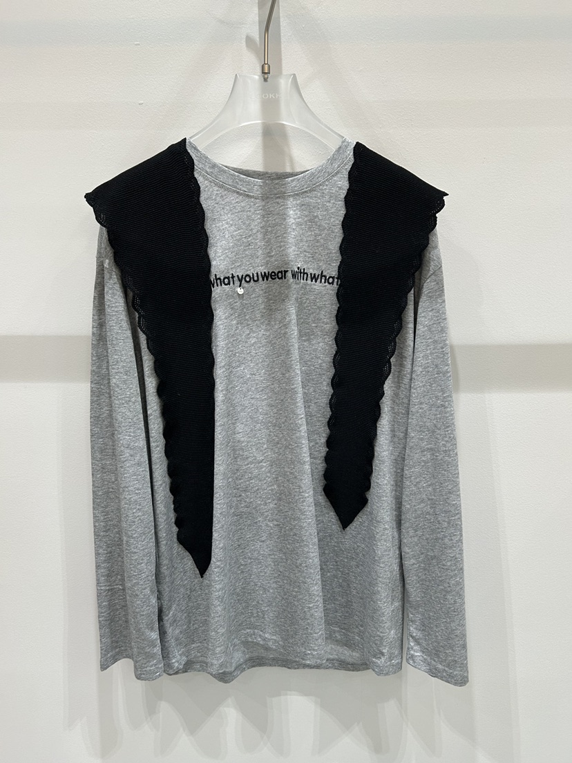 LOOKK/MIMME韓國代購女士新品26春夏真品長袖T恤含圍巾春款LOOKK/MIMME長袖T恤圖色2