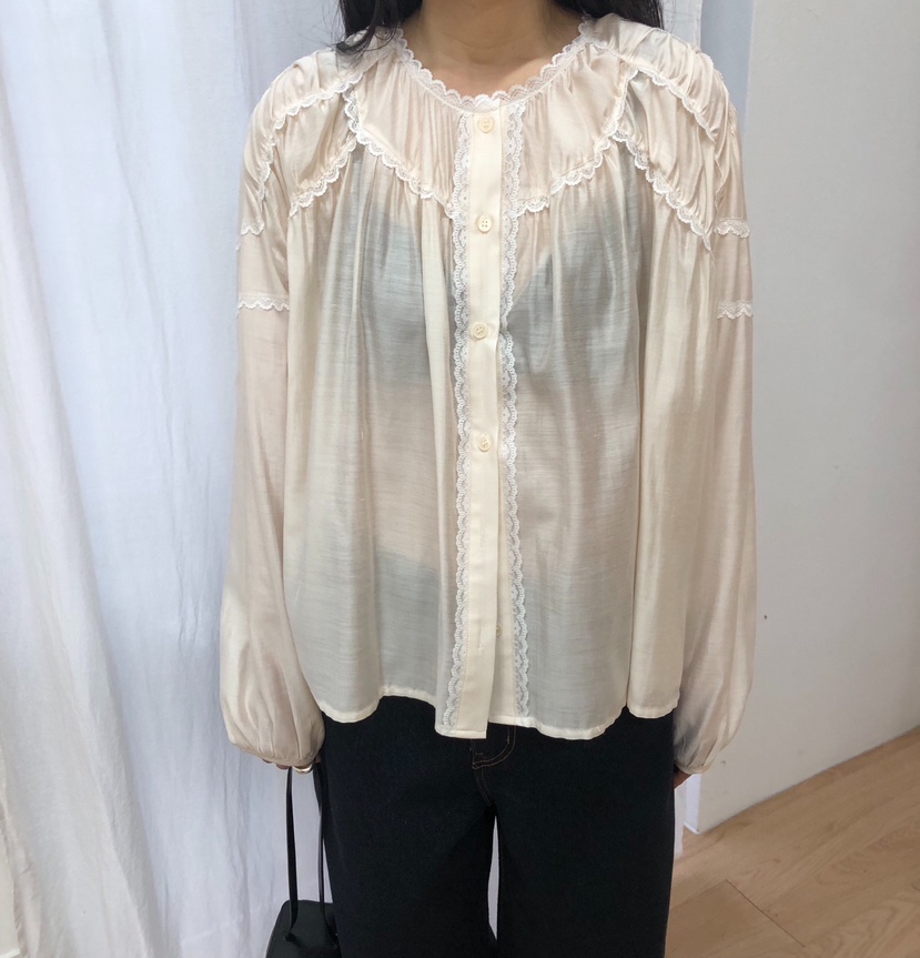 MELTED-P東大門代購女士新款職業26春夏真品休閑襯衫蕾絲衫MELTED-P襯衫/蕾絲衫