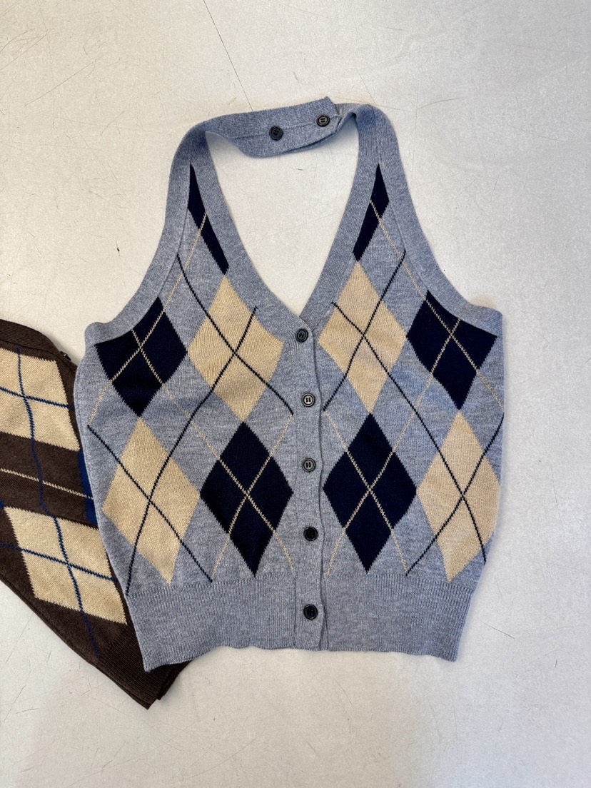 SYMBOL韓國直郵女士新款人氣職業推薦真品26春夏吊帶背心格紋SYMBOL吊帶/背心圖色1