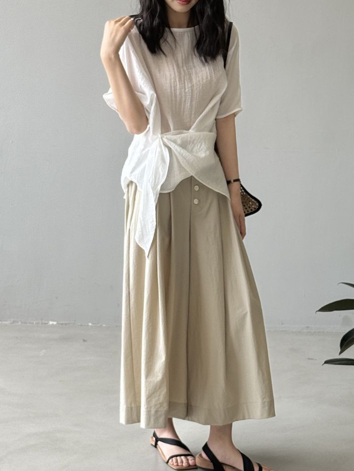 STAY HERE東大門直郵女裝新品26春夏推薦真品人氣長裙紐扣STAY HERE長裙