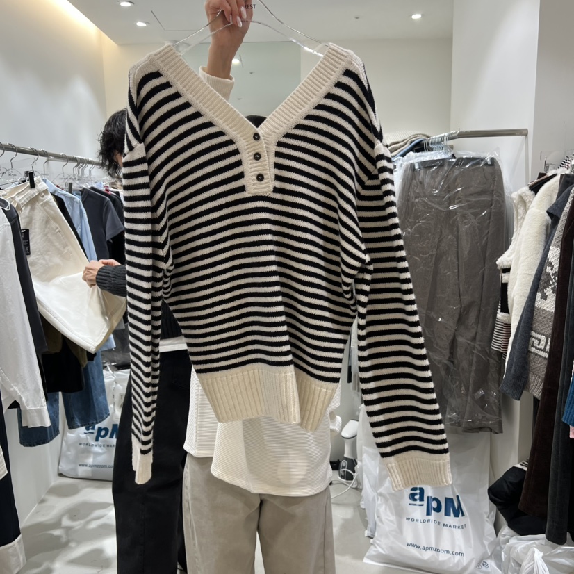 THE REST東大門代購女士新款時尚休閑26春夏針織衫V領紐扣THE REST/UNNOEUD針織衫圖色3