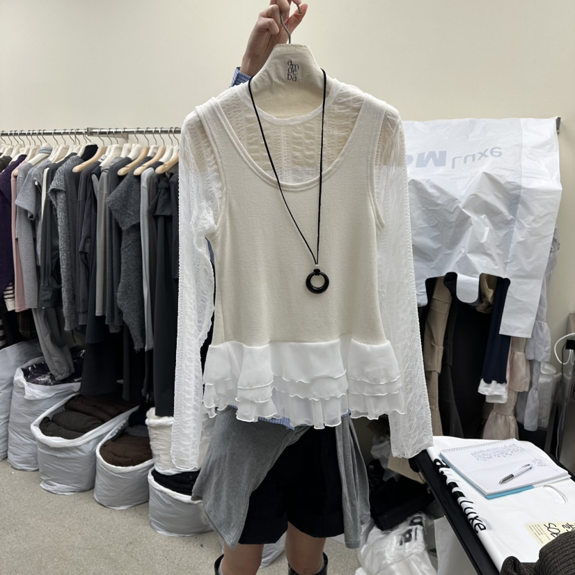 AMOEBA東大門直郵女裝新款職業休閑套裝不含配飾春款透明AMOEBA套裝圖色1