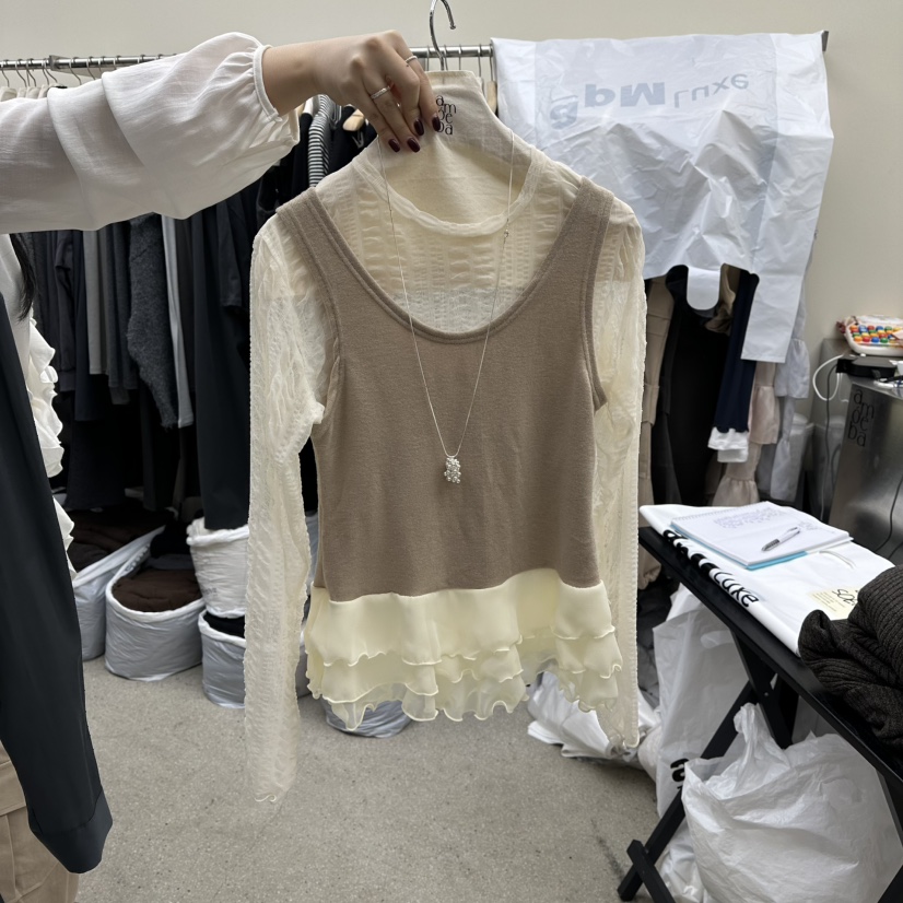 AMOEBA東大門直郵女裝新款職業休閑套裝不含配飾春款透明AMOEBA套裝圖色2