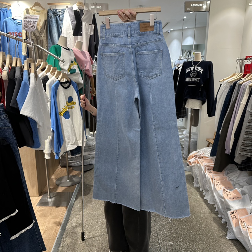 DELLING東大門實拍女士新品推薦熱賣真品26春夏牛仔褲春款開衩DELLING牛仔褲