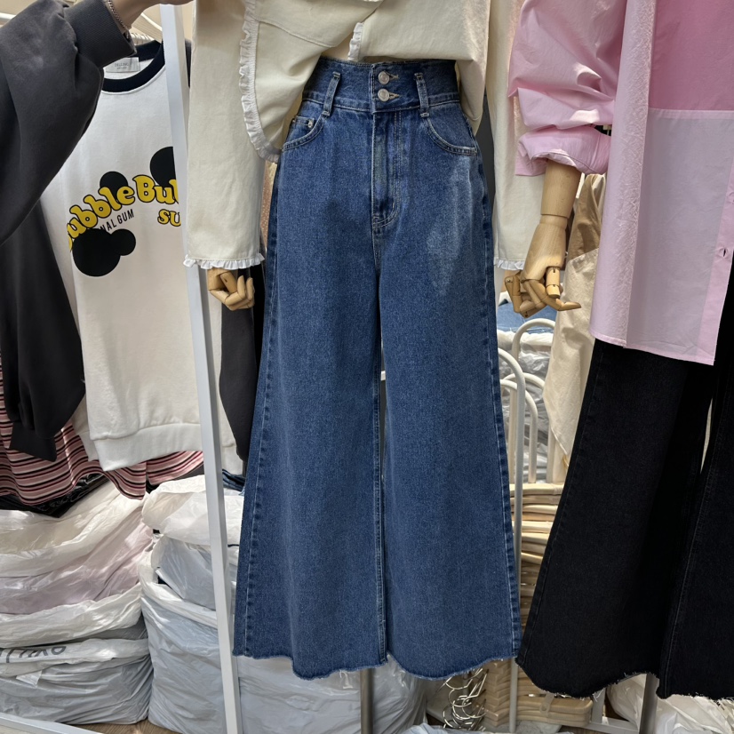 DELLING東大門實拍女士新品推薦熱賣真品26春夏牛仔褲春款開衩DELLING牛仔褲圖色1