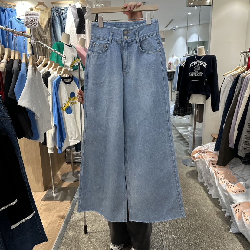 DELLING東大門實拍女士新品推薦熱賣真品26春夏牛仔褲春款開衩DELLING牛仔褲圖色2