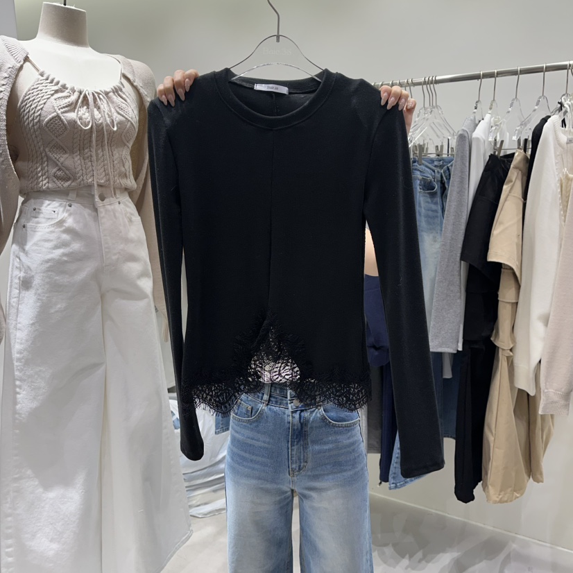 BAIE.38韓國直郵女士新品人氣時尚休閑熱賣長袖T恤春款蕾絲BAIE.38長袖T恤圖色3